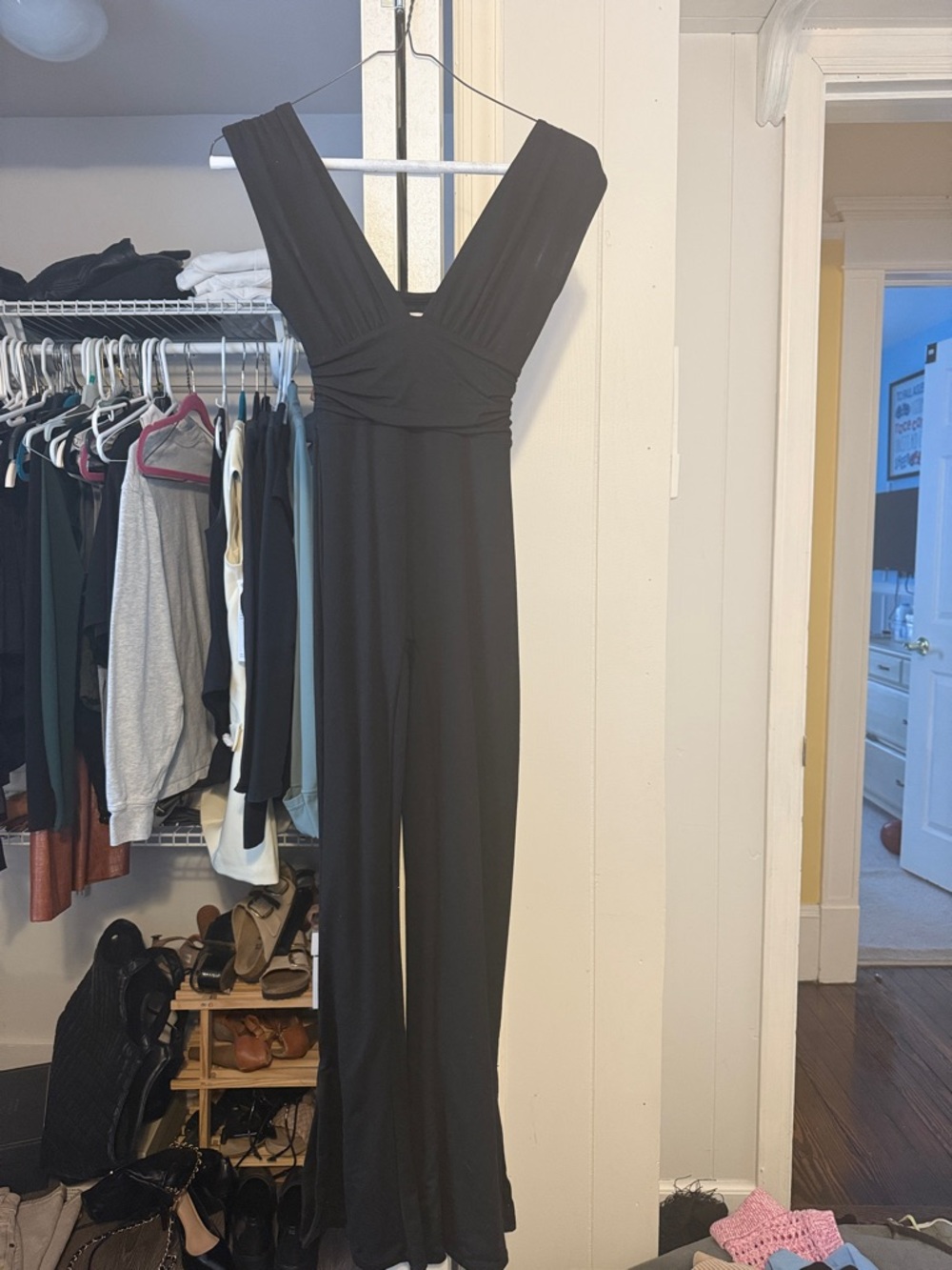 Oh Polly Black V‑Neck Wide‑Leg Jumpsuit